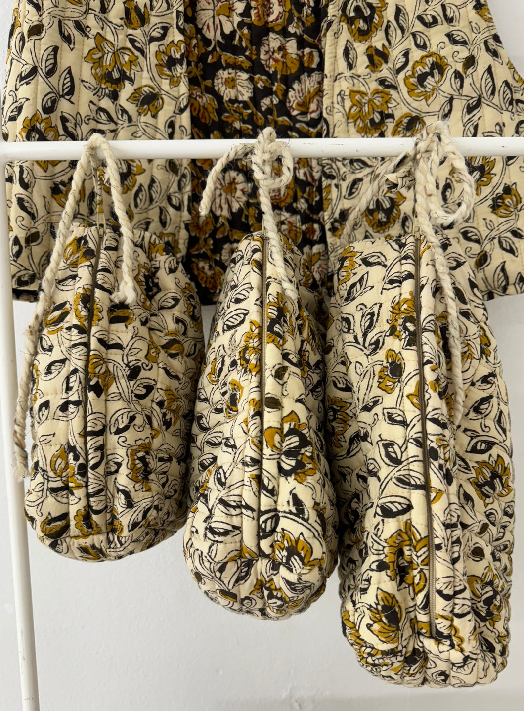 Beige printed pouches