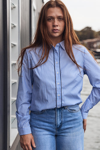 Blue and white stripe shirt