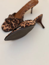 Leopard mules kitten heel