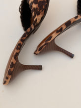 Leopard mules kitten heel