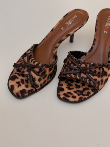 Leopard mules kitten heel
