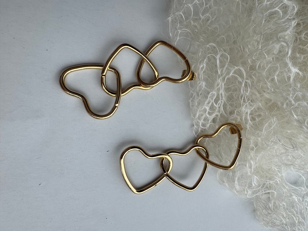 Triple heart earring