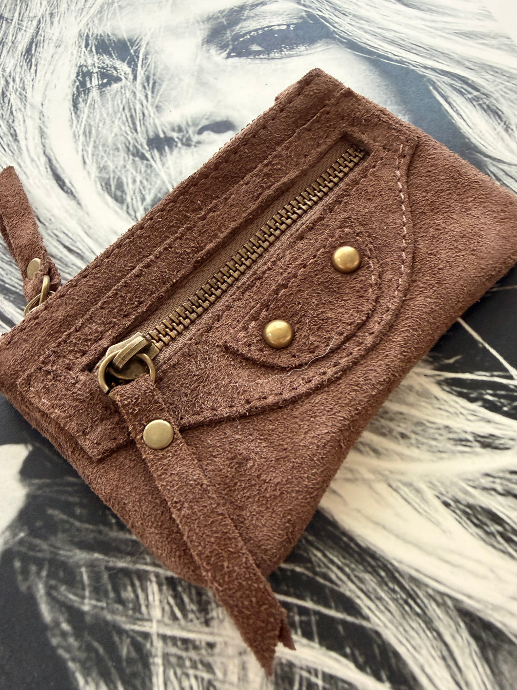 Zip suede wallet
