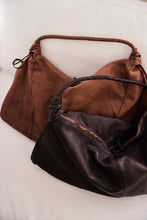Leather large bag with long handle