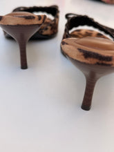 Leopard mules kitten heel