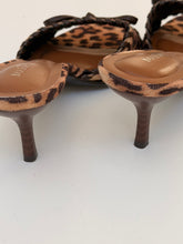 Leopard mules kitten heel