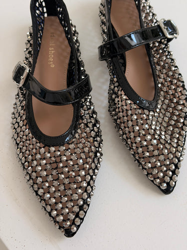 Sparkle pointy black Ballet flat