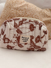 Cream and brown Floral  -  pouch