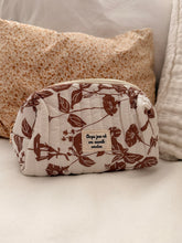 Cream and brown Floral  -  pouch