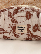Cream and brown Floral  -  pouch