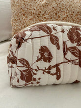 Cream and brown Floral  -  pouch