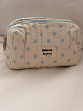 Cream with blue polka dots  pouch