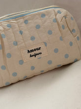 Cream with blue polka dots  pouch