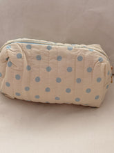 Cream with blue polka dots  pouch