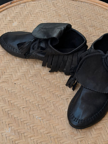 mamapapa - leather fringe back mocassin