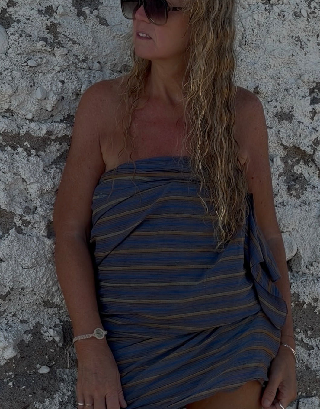 Blue and brown striped sarong/scarf