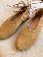 anniel - ballet flat camello suede with tie