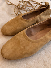 anniel - ballet flat camello suede with tie