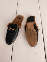 black leather slides