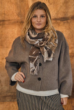 scarf print khaki tones
