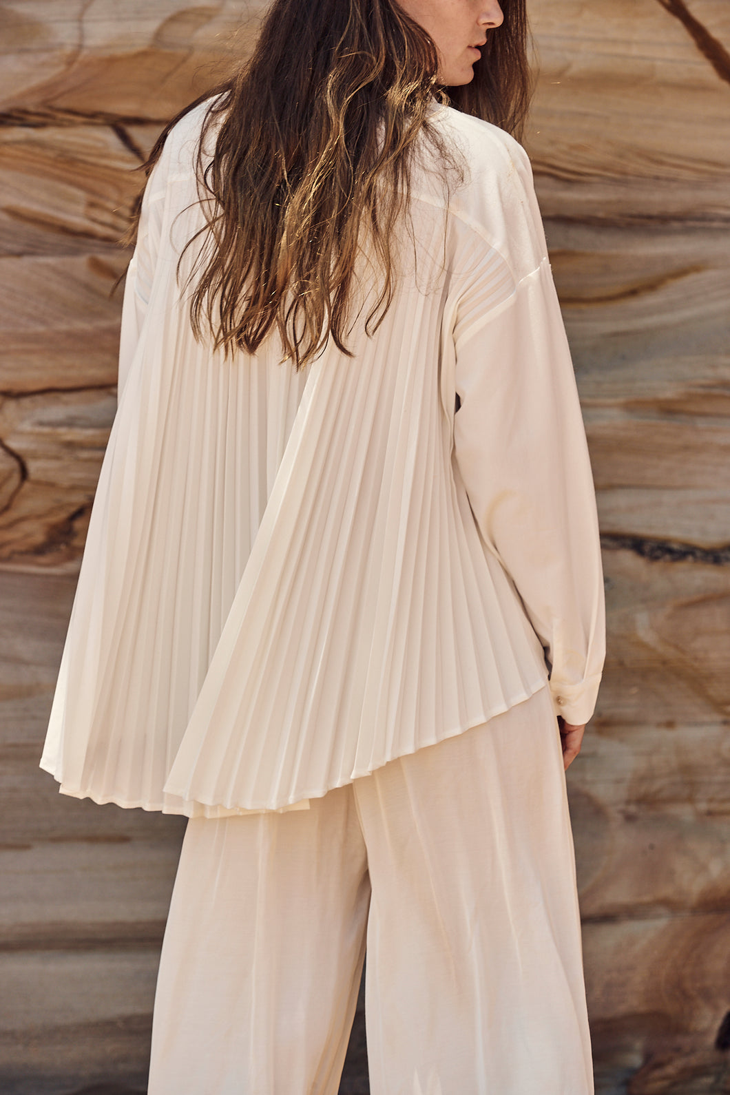 mamapapa - Leo pleated  blouse white