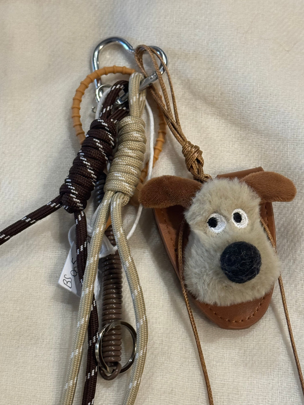Dog on leather  Key ring