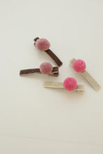 Velvet pompom hair clip
