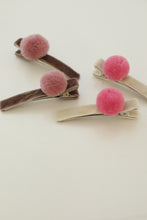 Velvet pompom hair clip