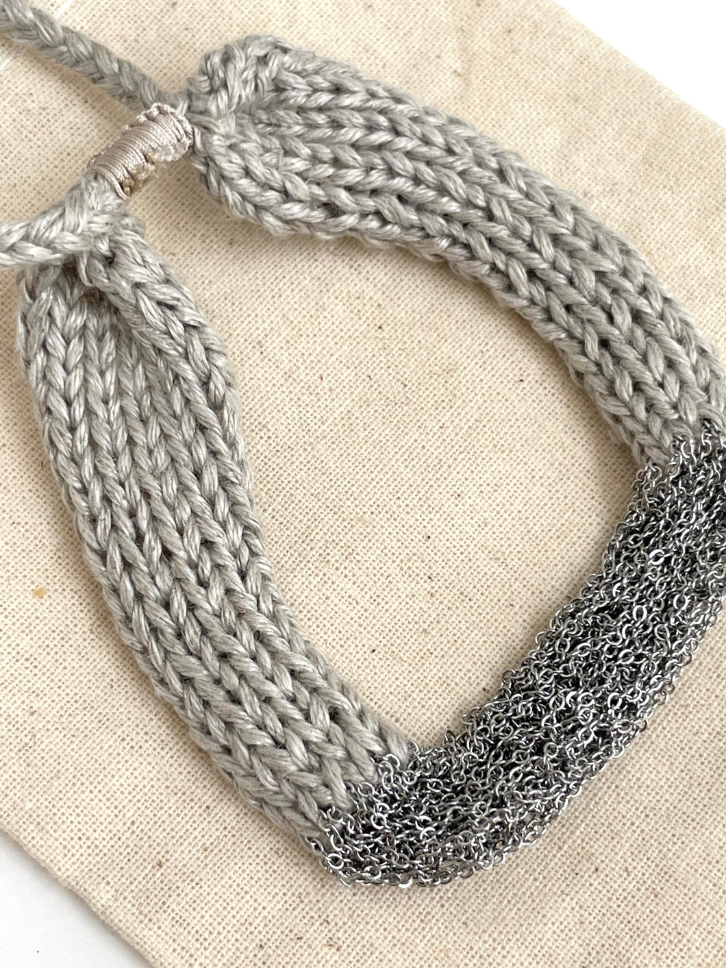 Maison Bivouac Silver grey knit bracelet