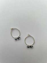 Silver plated hoop midnight stones earrings