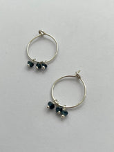 Silver plated hoop midnight stones earrings