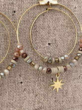 pearls and stone hoops earrings
