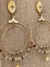 pearls and stone hoops earrings