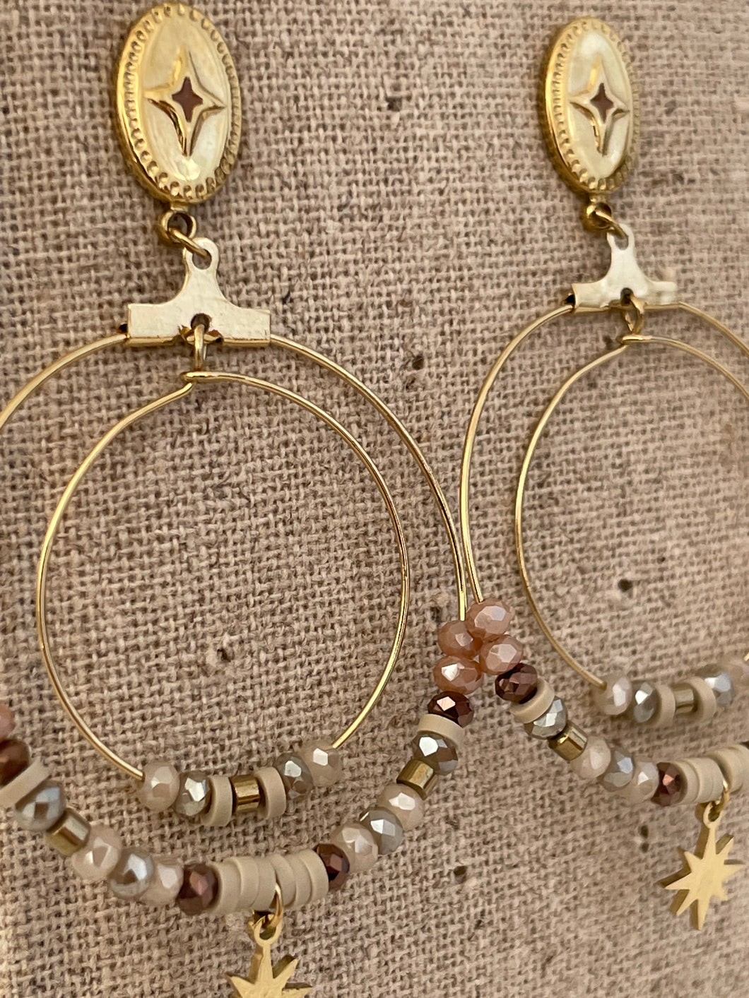pearls and stone hoops earrings