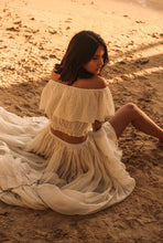 Embroidered off shoulder top