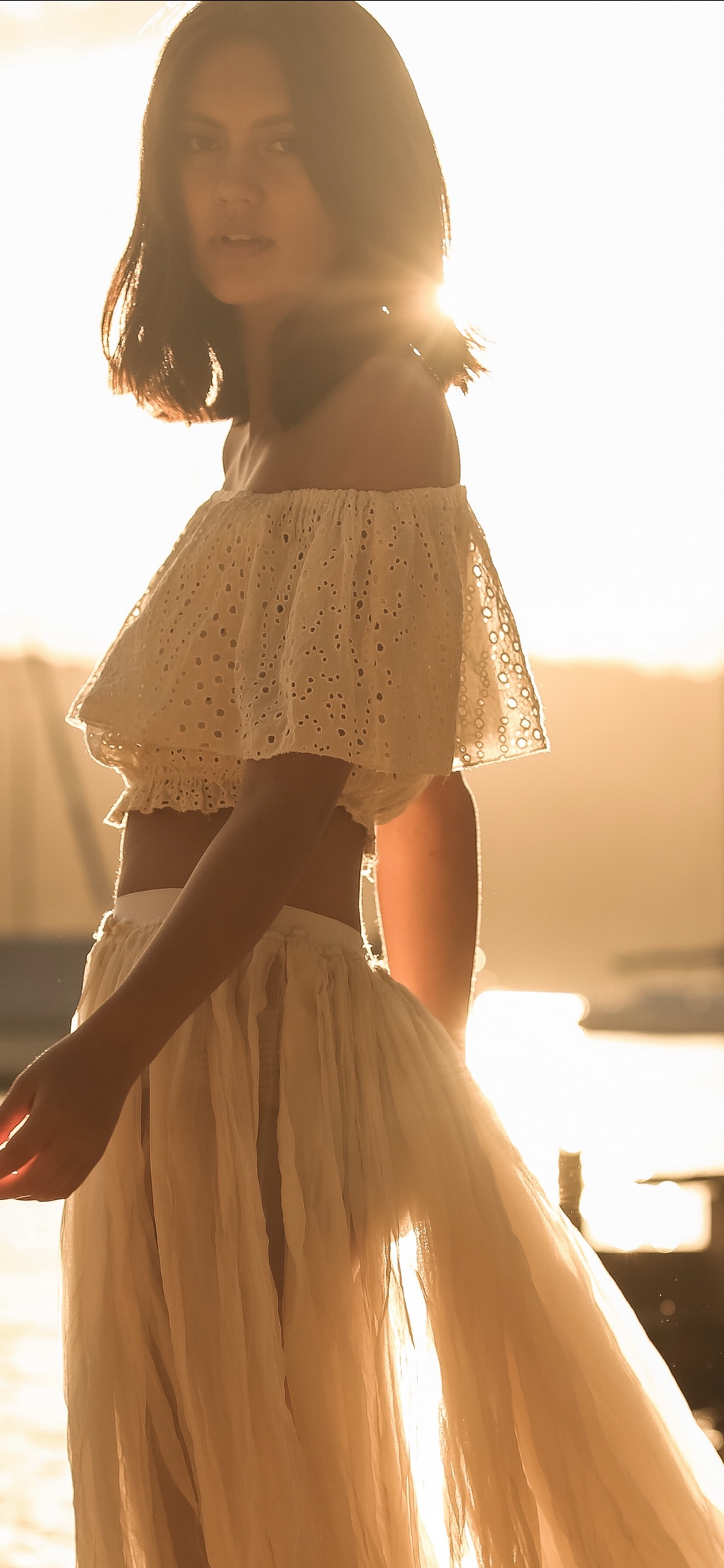 Embroidered off shoulder top