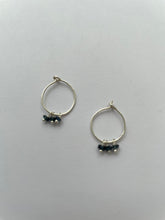 Silver plated hoop midnight stones earrings