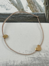 flat heart bracelet on lurex string