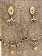 pearls and stone hoops earrings