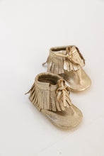 fringe leather gold shoes