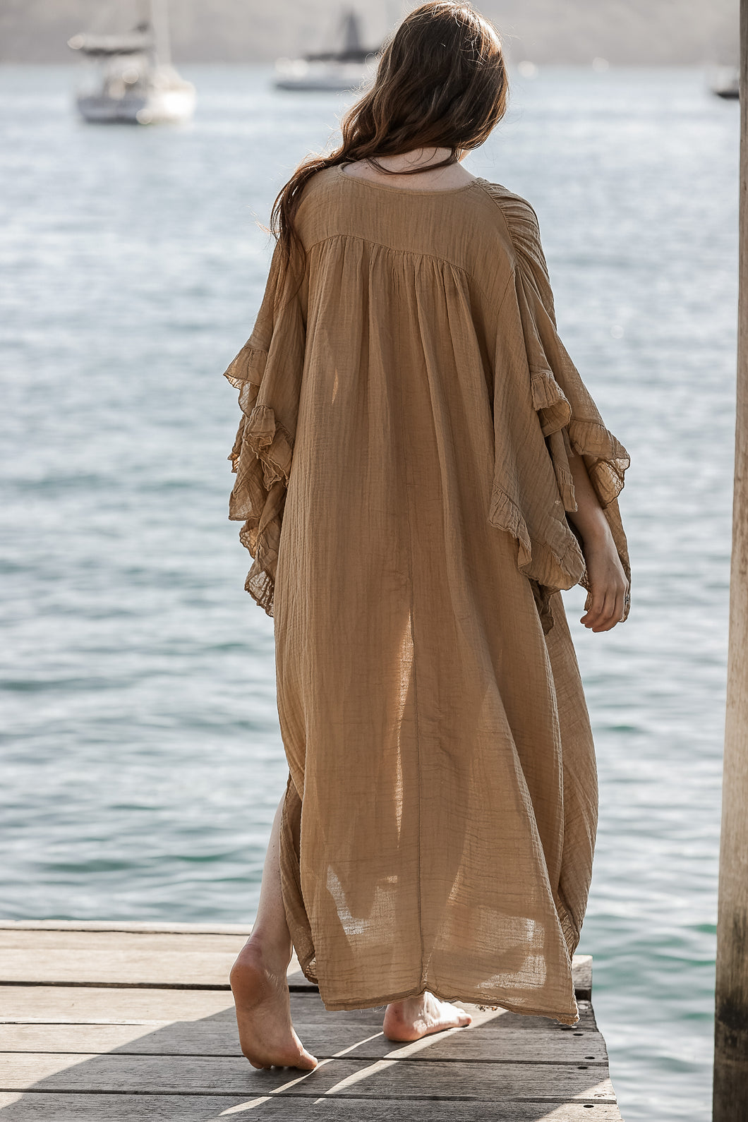 Dadan dress camel cotton gauze