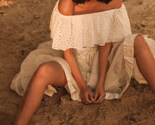 Embroidered off shoulder top